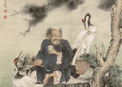 Zhong Kui and Cranes
